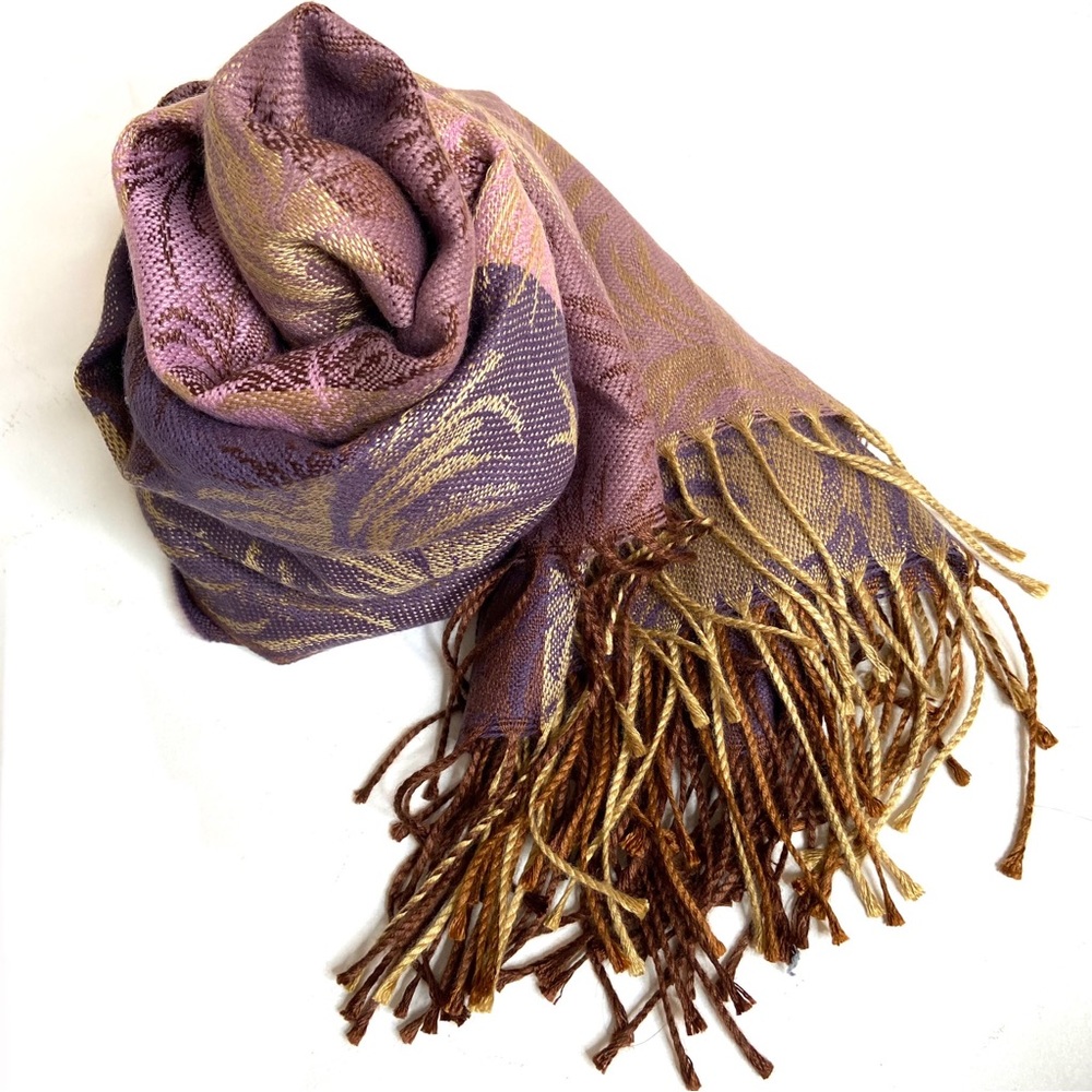 LORD & TAYLOR Purple Jacquard Print Scarf - Picture 11 of 13